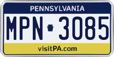 PA license plate MPN3085