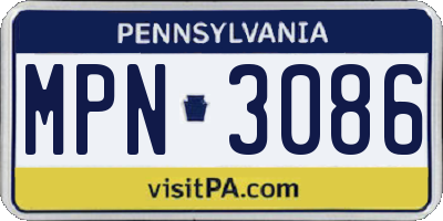 PA license plate MPN3086