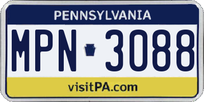 PA license plate MPN3088
