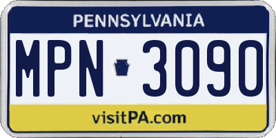 PA license plate MPN3090