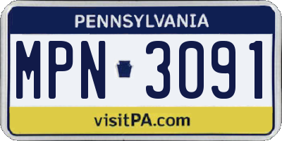 PA license plate MPN3091