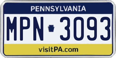 PA license plate MPN3093