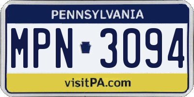 PA license plate MPN3094