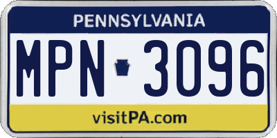 PA license plate MPN3096