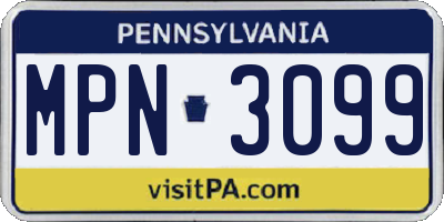 PA license plate MPN3099