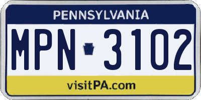 PA license plate MPN3102