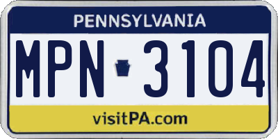 PA license plate MPN3104