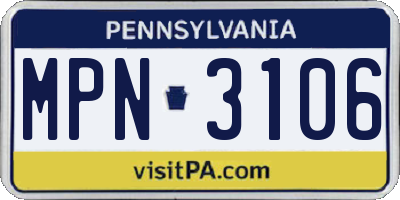 PA license plate MPN3106