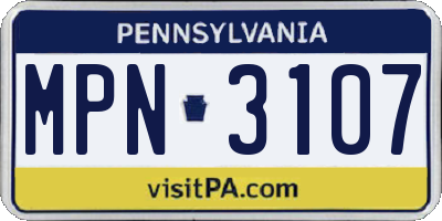 PA license plate MPN3107