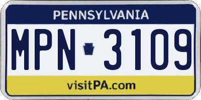 PA license plate MPN3109