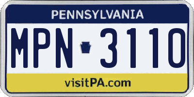 PA license plate MPN3110