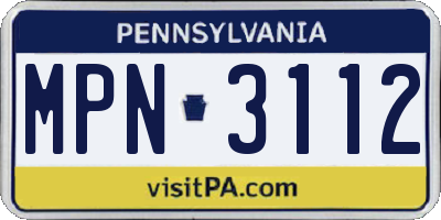 PA license plate MPN3112