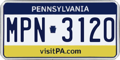 PA license plate MPN3120