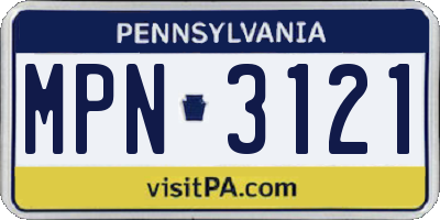 PA license plate MPN3121