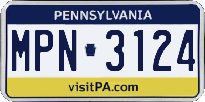 PA license plate MPN3124