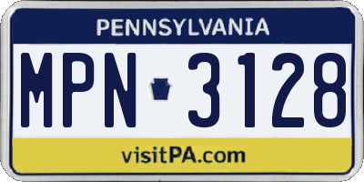PA license plate MPN3128