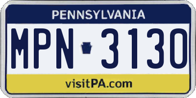 PA license plate MPN3130