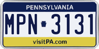 PA license plate MPN3131