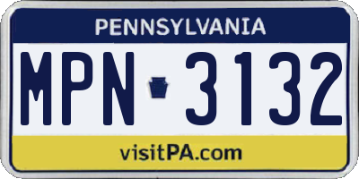 PA license plate MPN3132