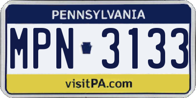 PA license plate MPN3133