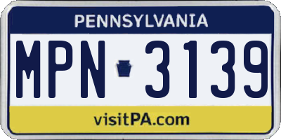 PA license plate MPN3139