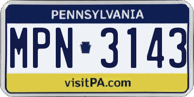 PA license plate MPN3143