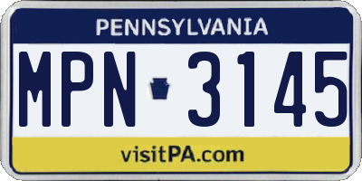PA license plate MPN3145