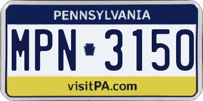 PA license plate MPN3150