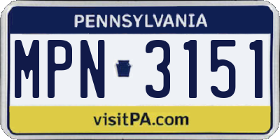 PA license plate MPN3151