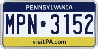 PA license plate MPN3152