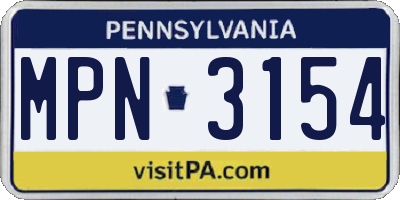 PA license plate MPN3154