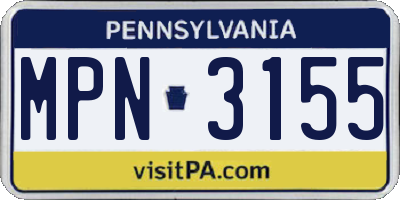PA license plate MPN3155