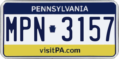 PA license plate MPN3157