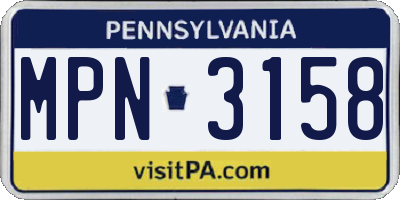 PA license plate MPN3158