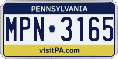 PA license plate MPN3165