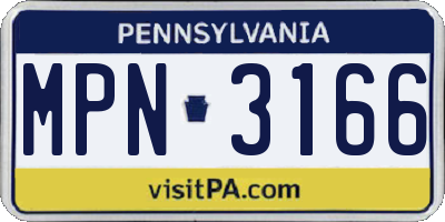 PA license plate MPN3166