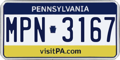 PA license plate MPN3167