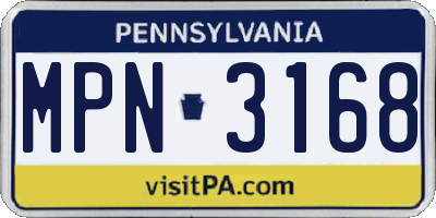 PA license plate MPN3168