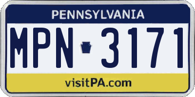 PA license plate MPN3171