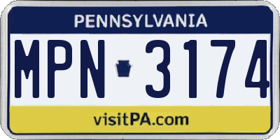 PA license plate MPN3174