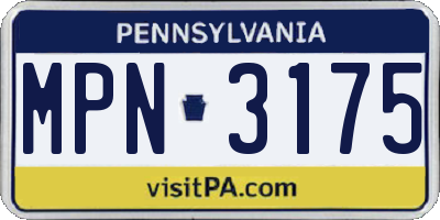 PA license plate MPN3175