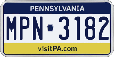 PA license plate MPN3182