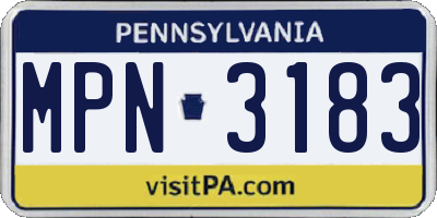 PA license plate MPN3183