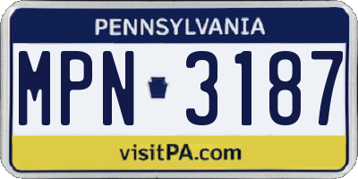 PA license plate MPN3187