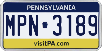 PA license plate MPN3189