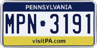 PA license plate MPN3191