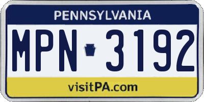 PA license plate MPN3192