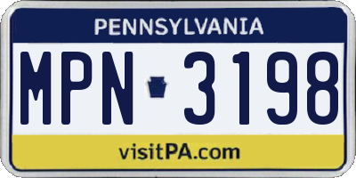 PA license plate MPN3198