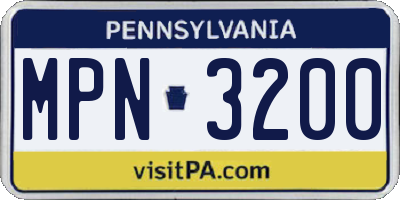 PA license plate MPN3200