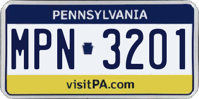 PA license plate MPN3201